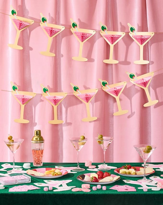 xo, Fetti Martini 3D Pop Up Gold Foil Banner - 5ft | Birthday Bach Decor | - Image 3