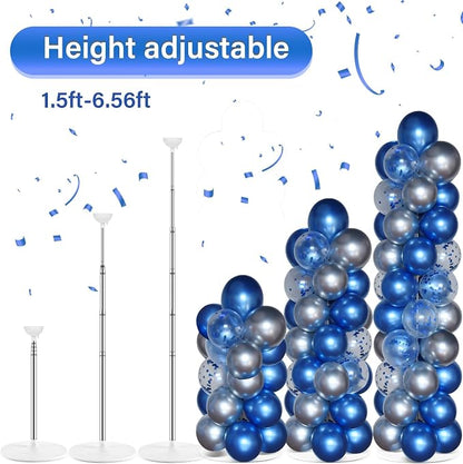 2 Sets Navy Blue and Silver Balloon Column Stand Kit - Image 4