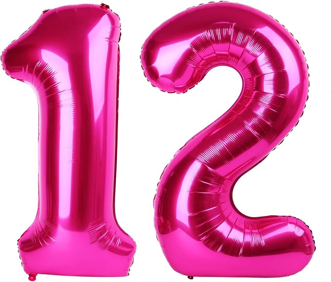 12 Balloon - Hot Pink Birthday Number Balloons, 40 Inch Party Decorations | Hot by ALPHADELTAPI