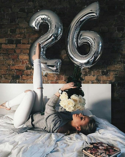 Number 25 Balloons 40 Inch Silver 25 Balloon - Image 3