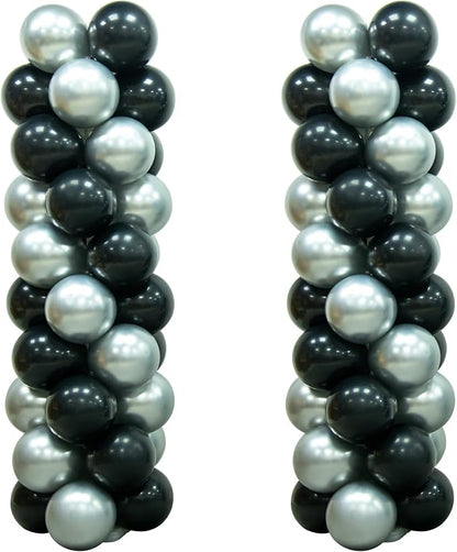 100Pcs Silver and Black Column Tower Balloons by MOXMAY