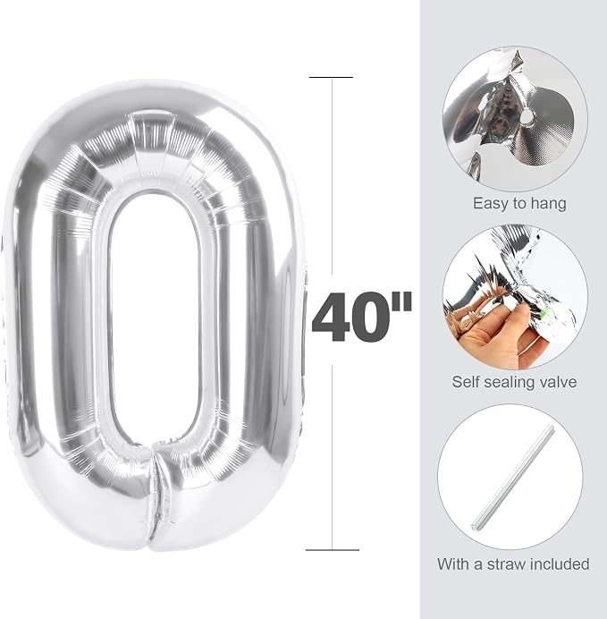 Number Balloons 4 Balloon Silver - Image 5