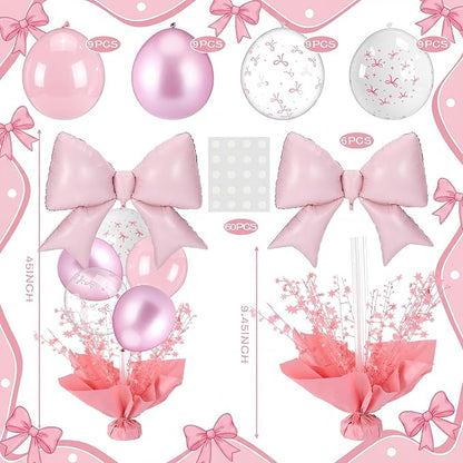 Civaner Pink Bow Party Balloons Stand Kit 6 Sets - Image 3