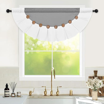 Farmhouse Valance Curtains, Boho Cotton Linen Kitchen Valance, Country Rod - Image 3