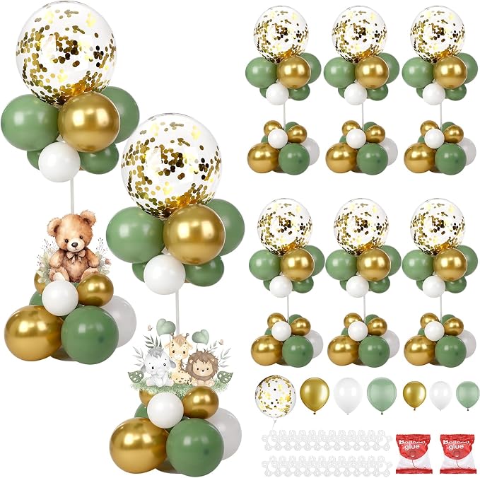 8 Sets Sage Green Balloon Column Table Centerpiece Reusable Table Balloon Tower by Gejoy