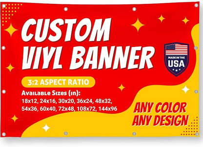 Custom Vinyl Banner with 150+ Sizes – Personalized Outdoor or Indoor Sign – Any by Unknown