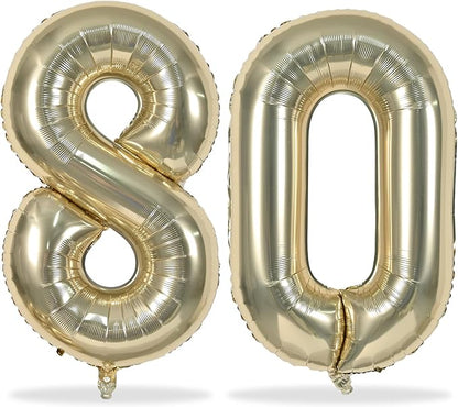 80th Birthday Balloons Champagne Gold by Lingqiang