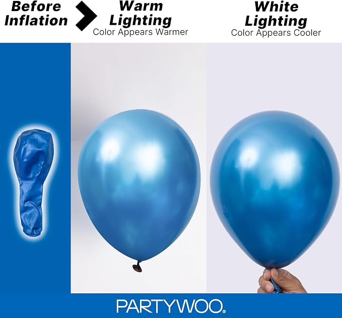 PartyWoo Metallic Blue Balloons 100pcs Chrome Blue Color 18 12 10 5 Inch | - Image 3