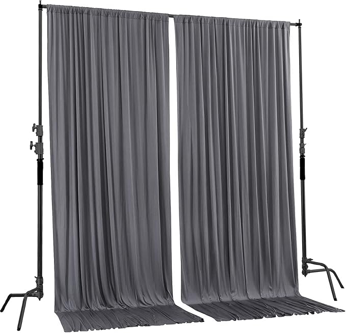 AK TRADING CO. 10 feet x 10 feet Charcoal IFR Polyester Backdrop Drapes - Image 2