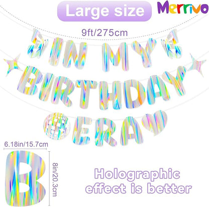 Iridescent In My Birthday Era Banner, Pre-Strung Fun Birthday Decorations - Image 3