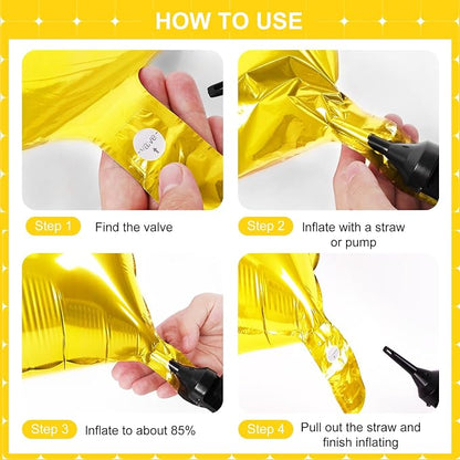 Gold Square Foil Balloons 25 Pcs Metallic Gold Balloons Wall Backdrop - Image 2