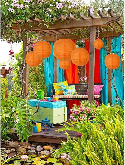 BEISHIDA Orange Paper Lanterns 10Pcs 4/6/8/10/12 Inch Round Chinese Lamp | - Image 5