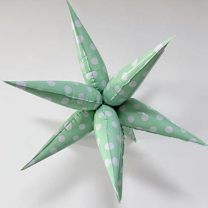 2Pcs Green Macaron Polka Dot Explosion Pointed Star Foil Balloons/Candy Color - Image 3