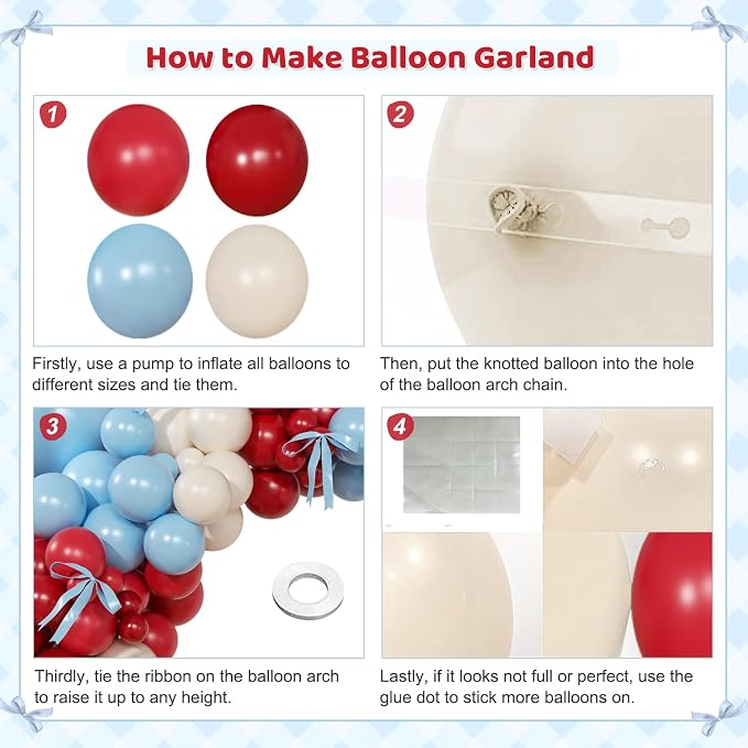 Red White Blue Balloon Arch Kit, Baby Shower Birthday Decorations | Double - Image 4