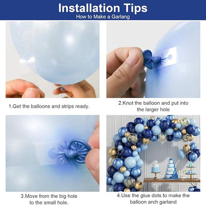 97PCS Navy Blue Balloon Garland Arch Kit, Metallic Blue and Macaron Blue - Image 3