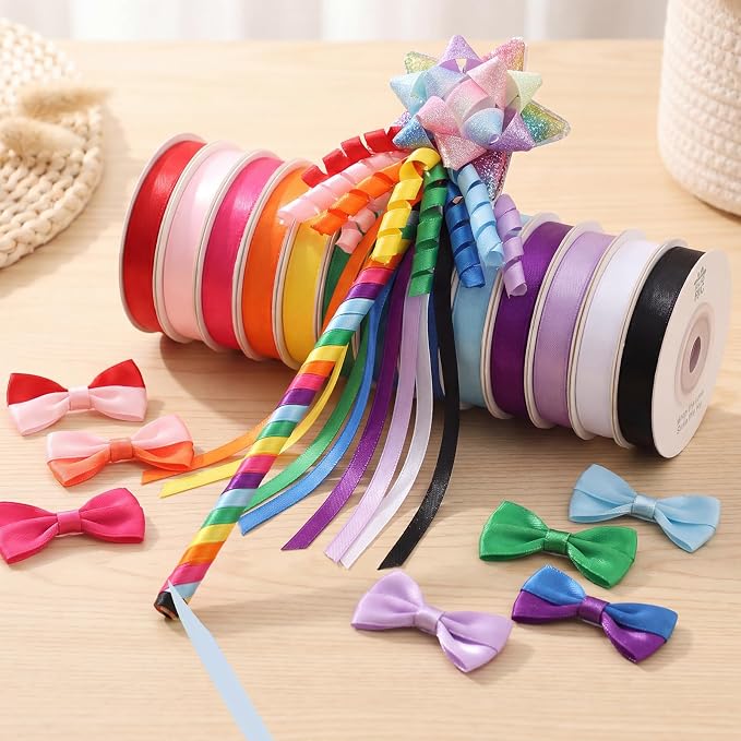 woric 120 Yards Rainbow Ribbon 12 Colors 3/8" x 10 Yards/Roll | Easy To Tie and - Image 4