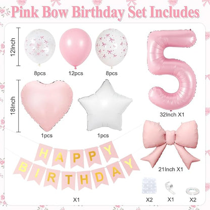 5th Pink Bow Birthday Decorations - Image 2
