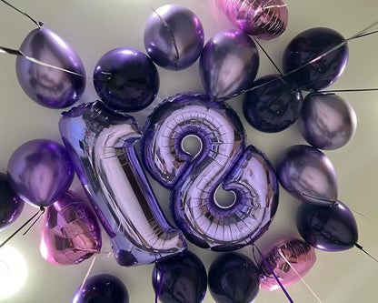2 Balloon 40 Inch Number Balloons Purple Birthday Decorations - Image 4