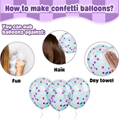 Paready Mermaid Balloons Set, 12Inch Pink Purple Balloon Purple Teal Blue - Image 7