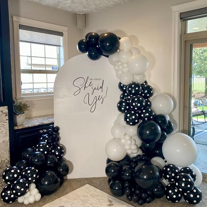 Black White Polka Dot Balloon Arch Kit, Coquette Birthday | Black White Balloons - Image 7
