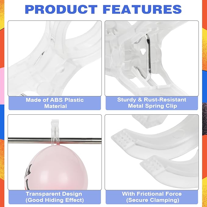 10 Pack Large Balloon Arch Clips Transparent Plastic 3.62 Inch Heavy Duty Large - Image 3