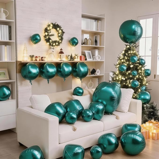 12Pcs Dark Green Round Balloons Foil, Large Emerald Balloons - Image 5