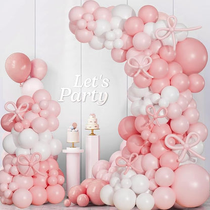 Pink Bow Balloon Arch Kit, Pastel Pink and White Garland Include Light blush - Image 6