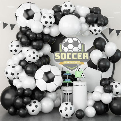 Soccer Balloon Garland Arch Kit, 22 18 12 10 5 Inch Black White Football Print by TAOYE