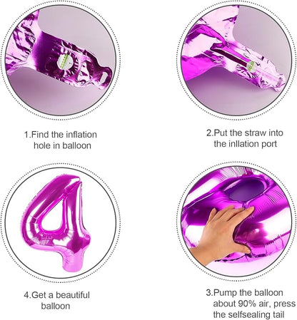 Number Balloons 40 Inch Rose Purple 4 Balloon - Image 6