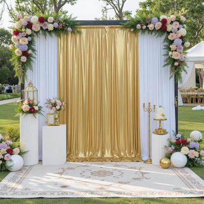 10x12ft Glitter Gold Backdrop Curtains, Sequin Curtains Wrinkle Free Polyester - Image 7