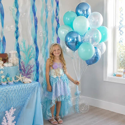 Teal Turquoise Blue Clear Balloons Different Size, Under the Sea Party - Image 2
