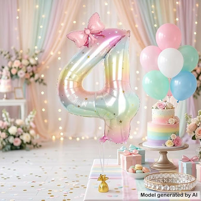 40 Inch Pastel Rainbow Number 4 Balloon - Image 3