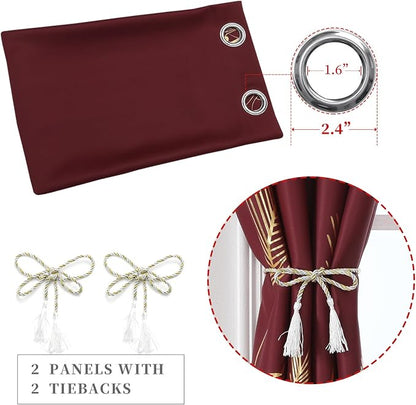 Burgundy Red Blackout Curtains for Living Room 102 Inches Long, Room Darkening - Image 5