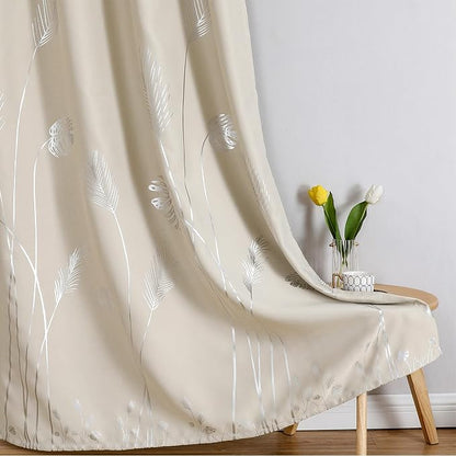 Silver Plam Tree Printed Curtains Light Blocking Curtains Thermal Insulated - Image 7