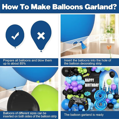 8th Birthday Video Game Balloons Arch Kit, Light Olive Green, Video Game Themed - Image 3