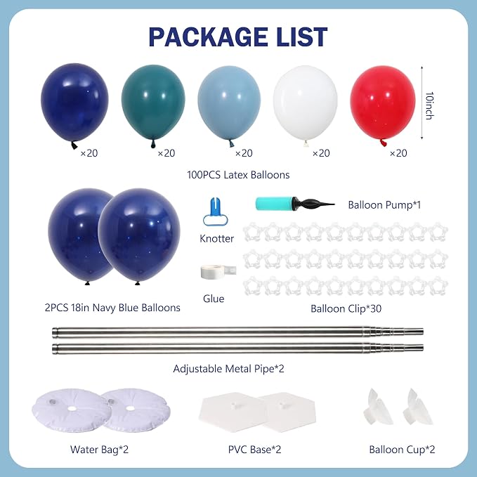 Blue Red White Balloon Column Stand Kit of 2 - Image 3
