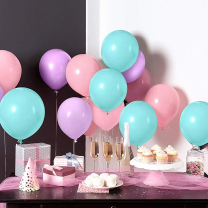 TecUnite 100 Pcs Pink Purple Blue Latex Balloons 13 Inch Colorful Round Balloons - Image 6