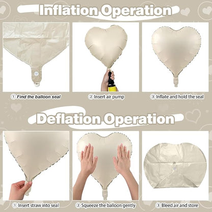 Cream Brown Heart Balloons - Image 6