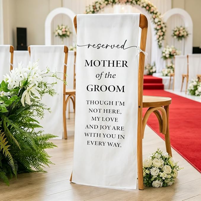 Reserved Mother of the Bride Memorial Wedding Chair Sign Banner by AASRR