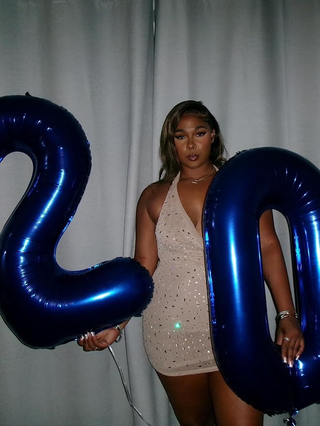 40 Inch Night Blue Number 1 Balloon, 1st Blue Birthday Party Decorations | 40 - Image 4