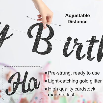Pre-Strung Happy Birthday Banner, NO DIY Party Decor | Birthday Party Supplies - Image 3