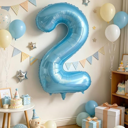 Pastel Blue 3 Balloon Number, Light Blue 3 Balloons - Image 3