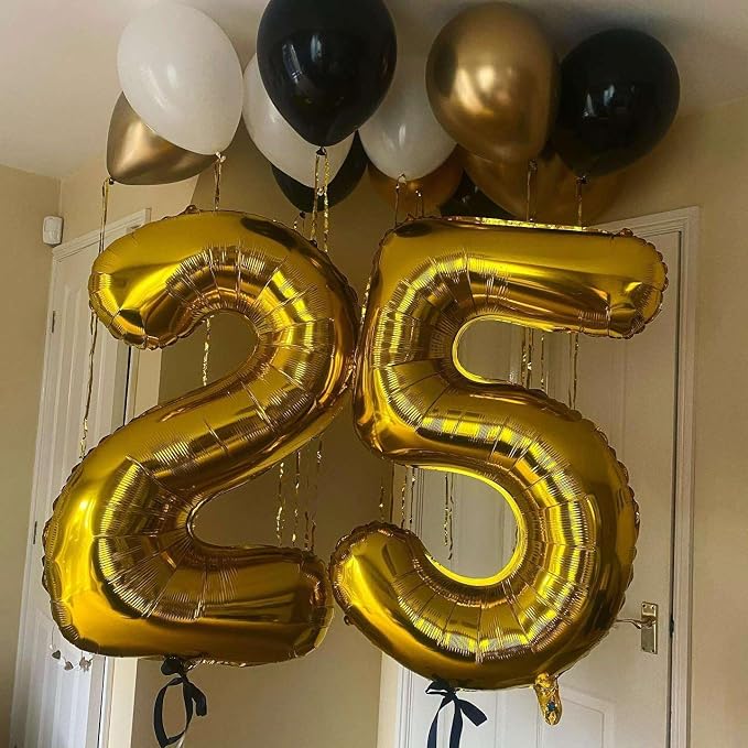 Gold 28 Number Balloons, 40 Inch Giant Number 28 Balloons Foil Mylar Helium - Image 6