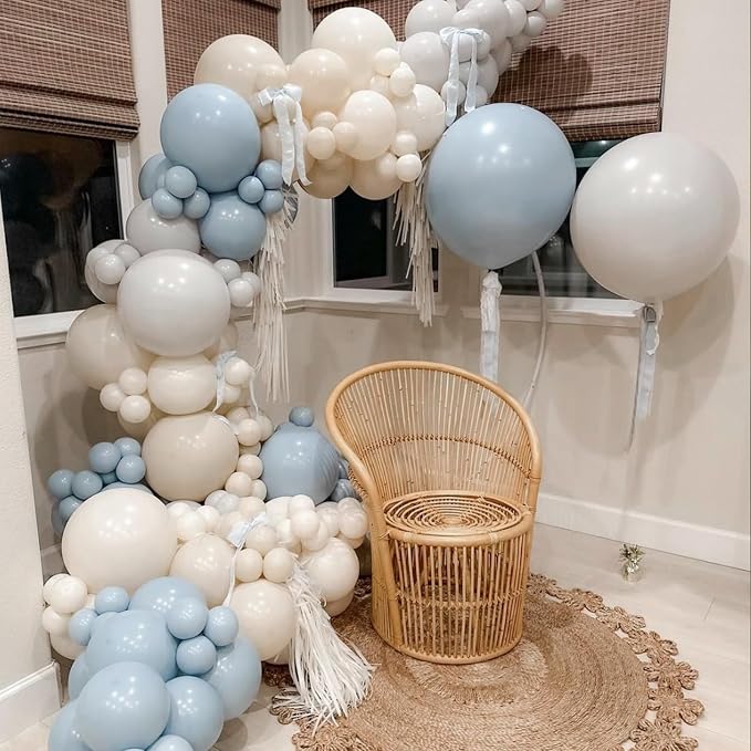 Awenztech 122pcs White Sand Balloons 18 12 10 5 inch Different Sizes Beige - Image 9