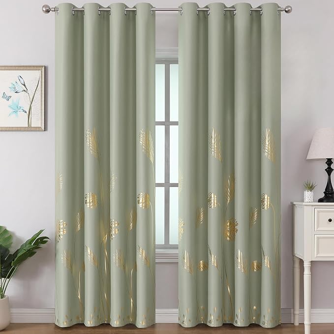 Sage Green Blackout Curtains for Living Room 96 Inches Long, Room Darkening by ESTELARTEXTILER