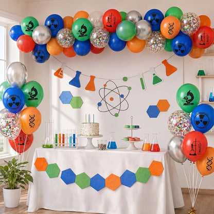 Science Party Balloons, 12 Inch Dark Light Blue Red Green Orange Metallic - Image 6