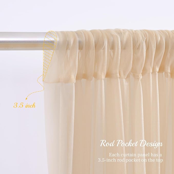 30x8ft Champagne Tulle Backdrop Curtain - Image 5