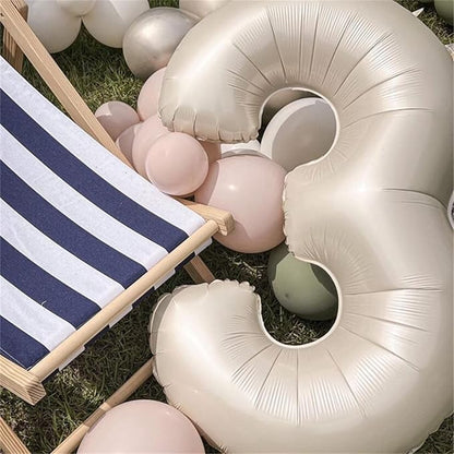 40 Inch Beige Large Numbers Balloons 3, Self Inflating Ivory White Digit 3 - Image 3