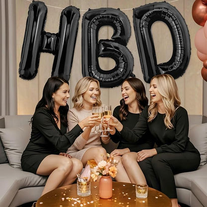 Black HBD Balloons, HBD Foil Letter Balloon - Image 4