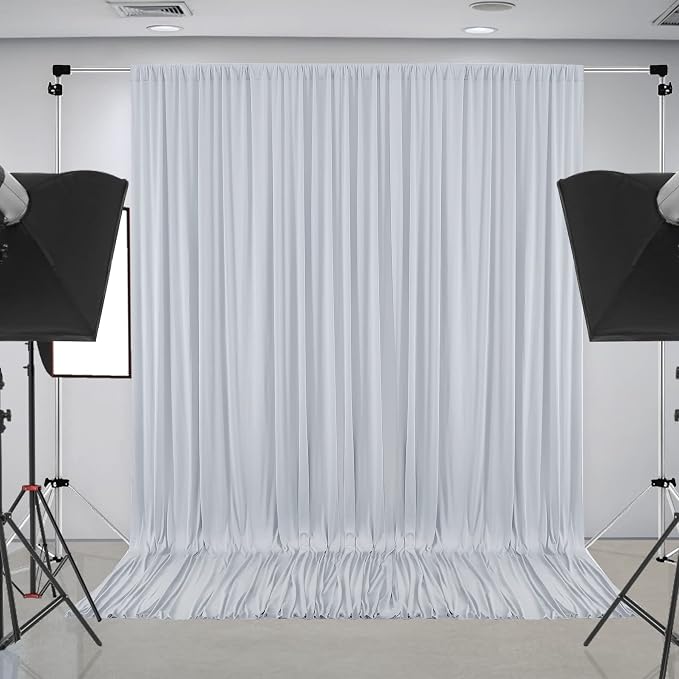10 ft x 8 ft Wrinkle Free Silver Backdrop Curtain by Outpain